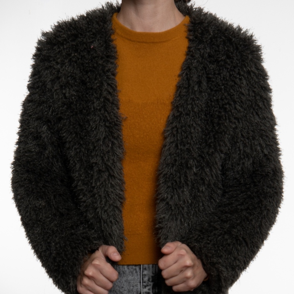 Fuzzy lightweight green jacket S/M